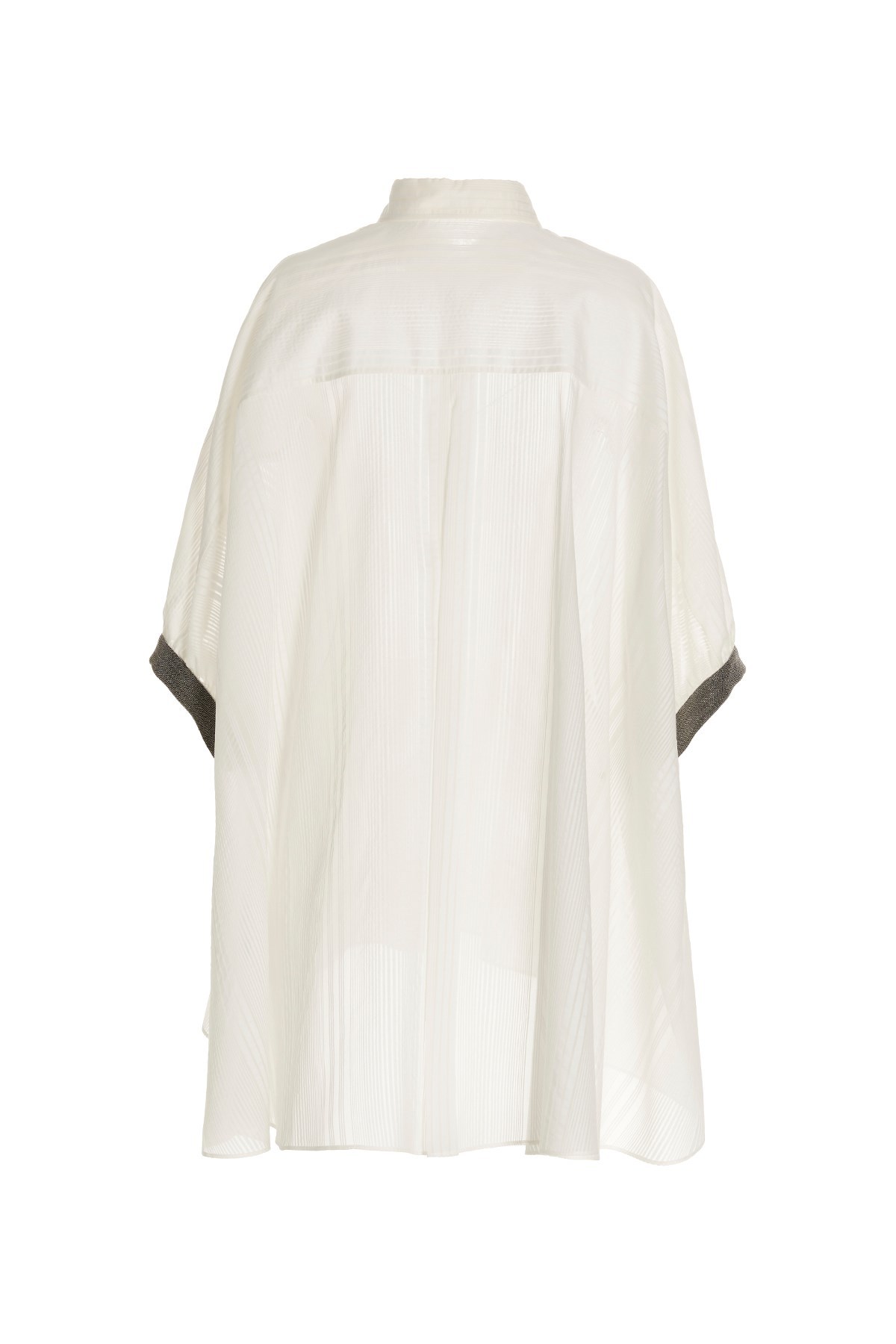 Brunello Cucinelli Semi-sheer Striped Oversized Shirt In White