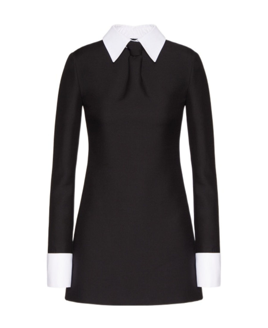 Valentino Crepe Couture Mini Dress In Black