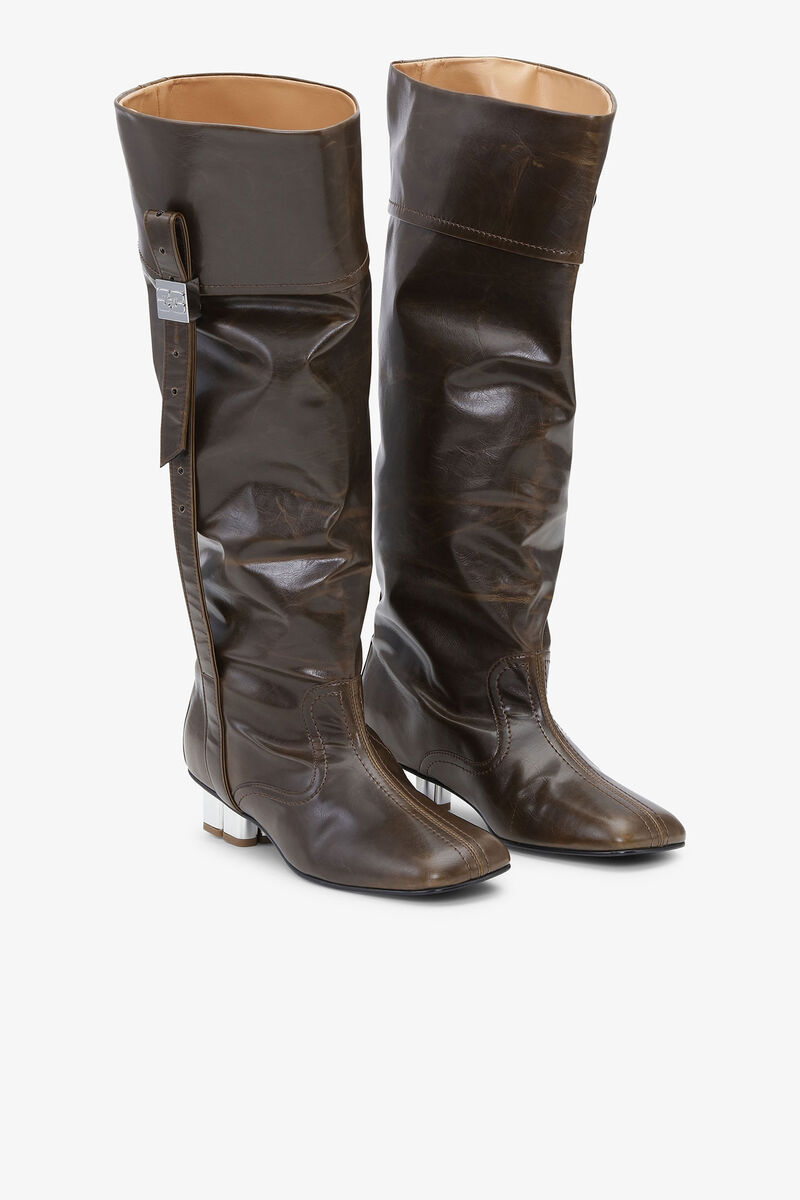 Ganni Slouchy Boot Butterfly In Green