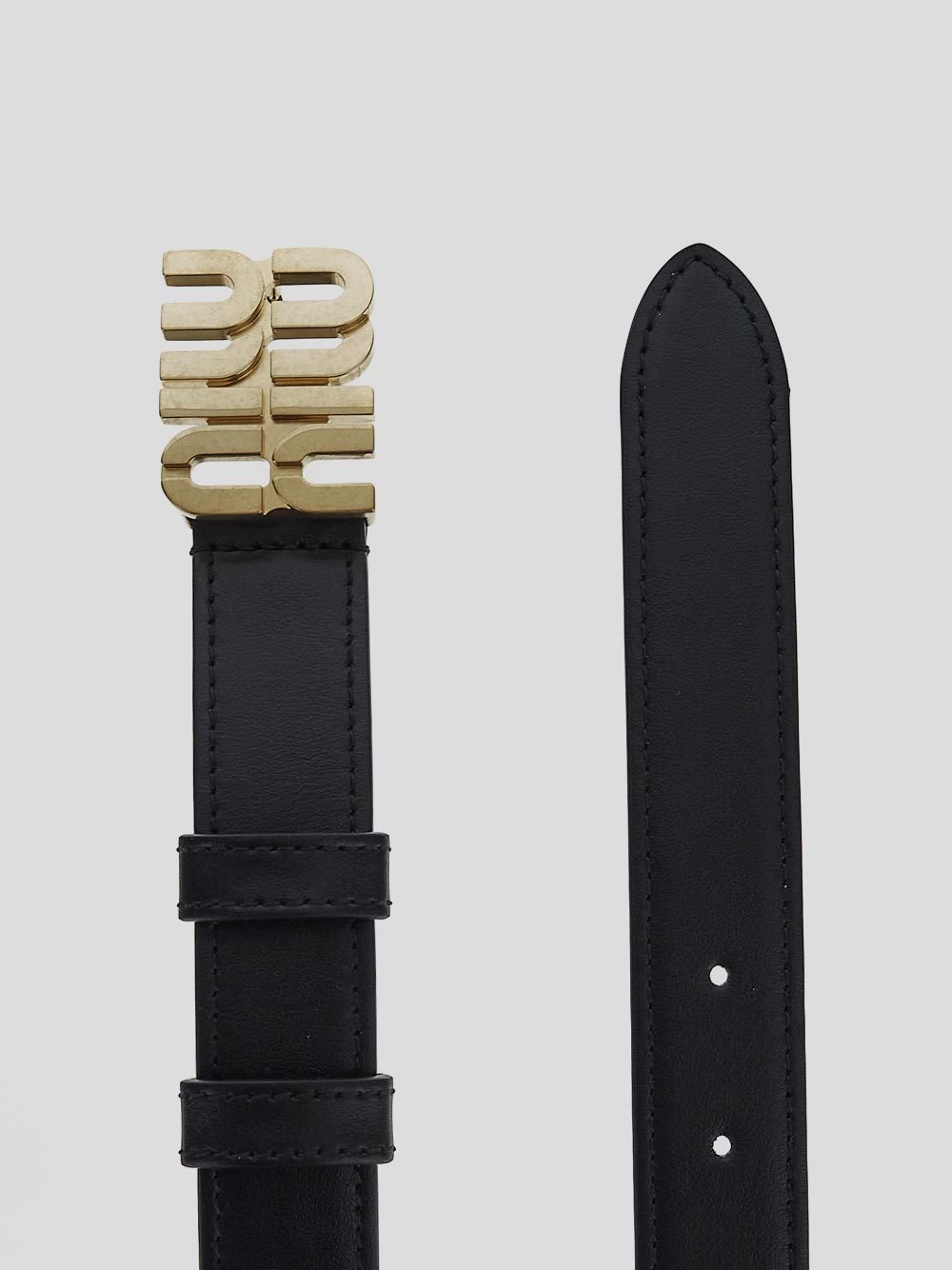 Miu Miu Logo Buckle Belt In Black