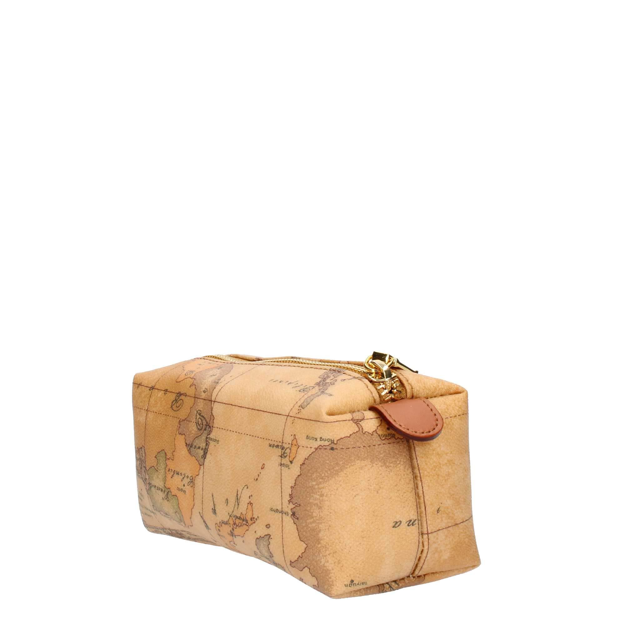 Alviero Martini Printed Geographical Pattern Cosmetic Bag In Nude