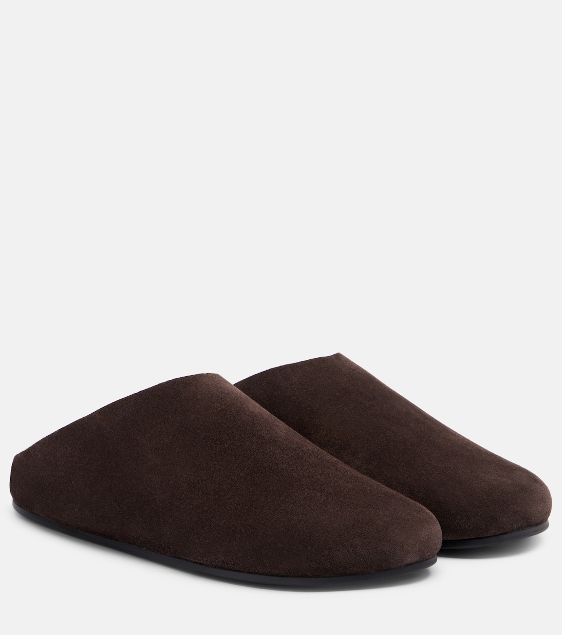 The Row Hudson Shearling-lined Suede Mules In Brown