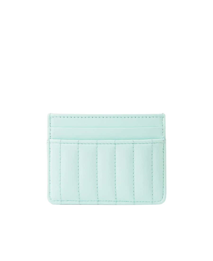 Burberry Sea Green Leather Card Holder In Blue