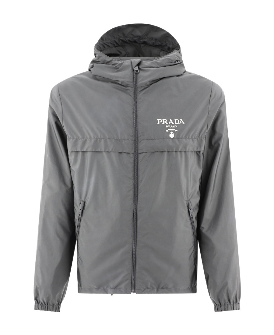 Prada Re-nylon Logo-print Blouson Jacket In Green