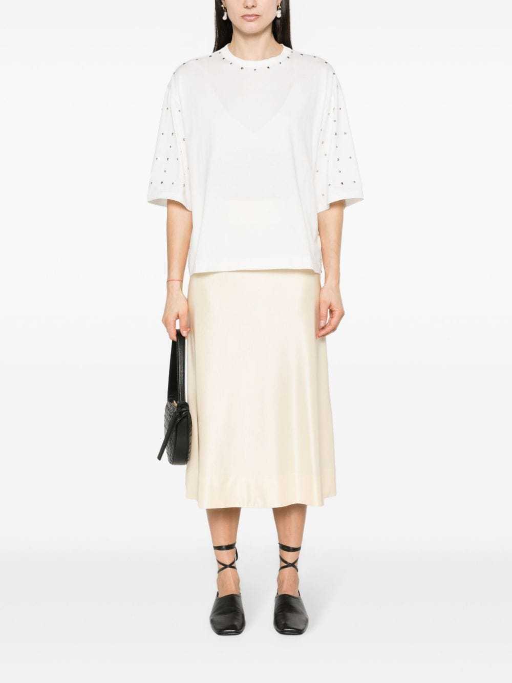 Fabiana Filippi Stud-embellished Cotton T-shirt In White