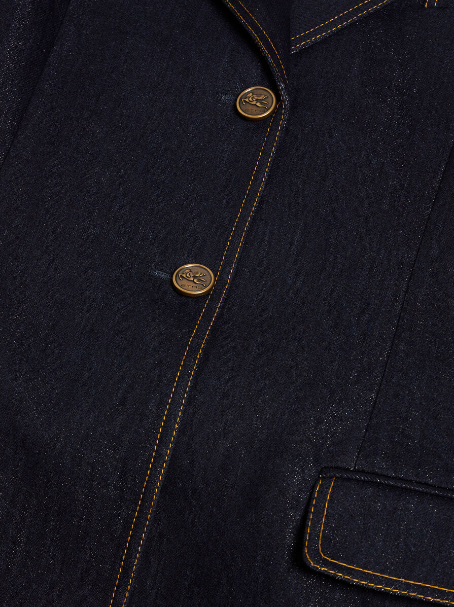 Etro Denim Waistcoat Jackets Blue In Black