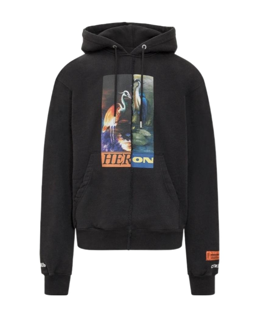 HERON PRESTON LOGO-PRINT HOODIE