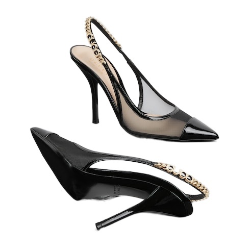 Shop Gucci Signoria Slingback Pump In Black