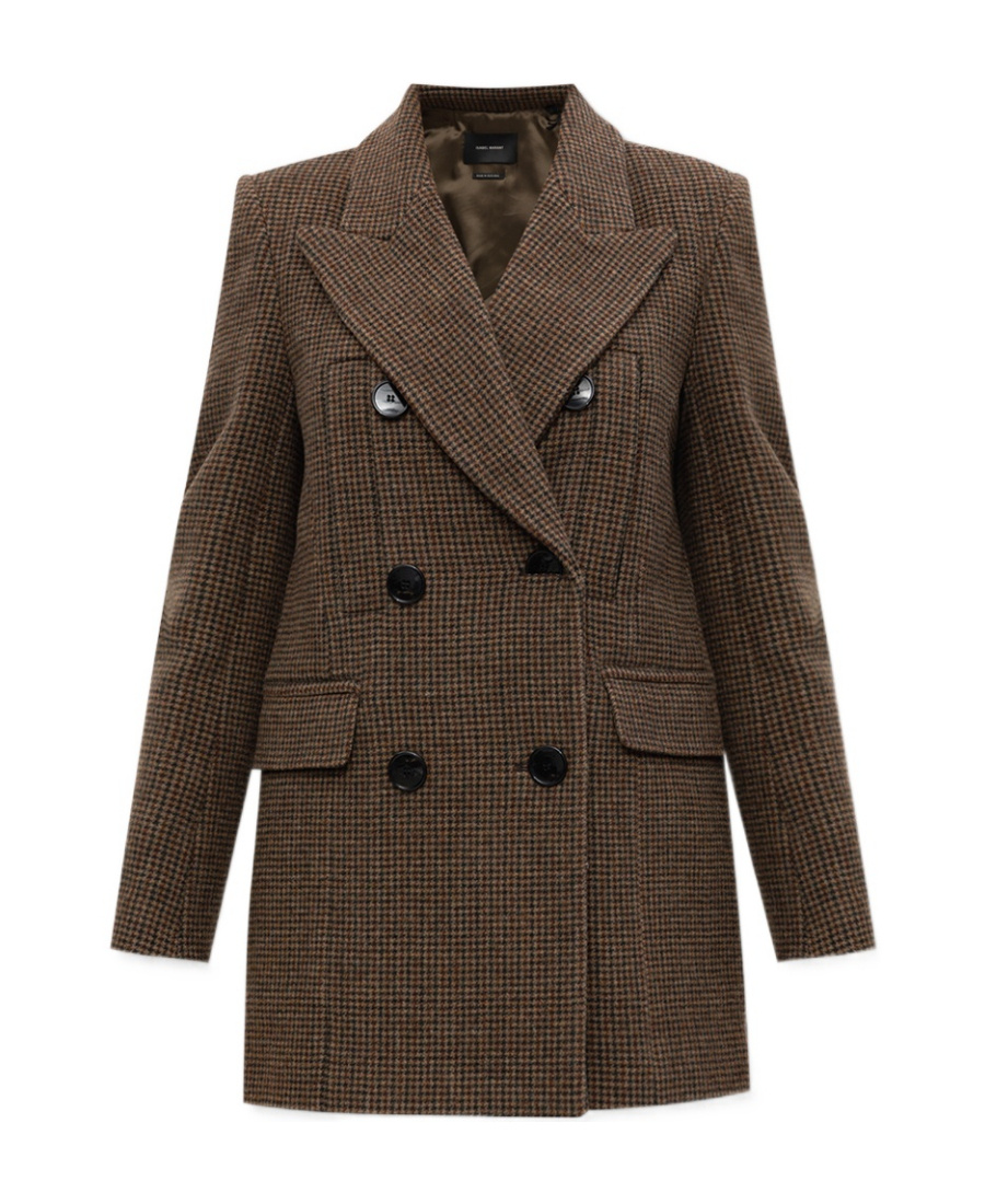 Isabel Marant Checked Double-breasted Suit Jacket In Green