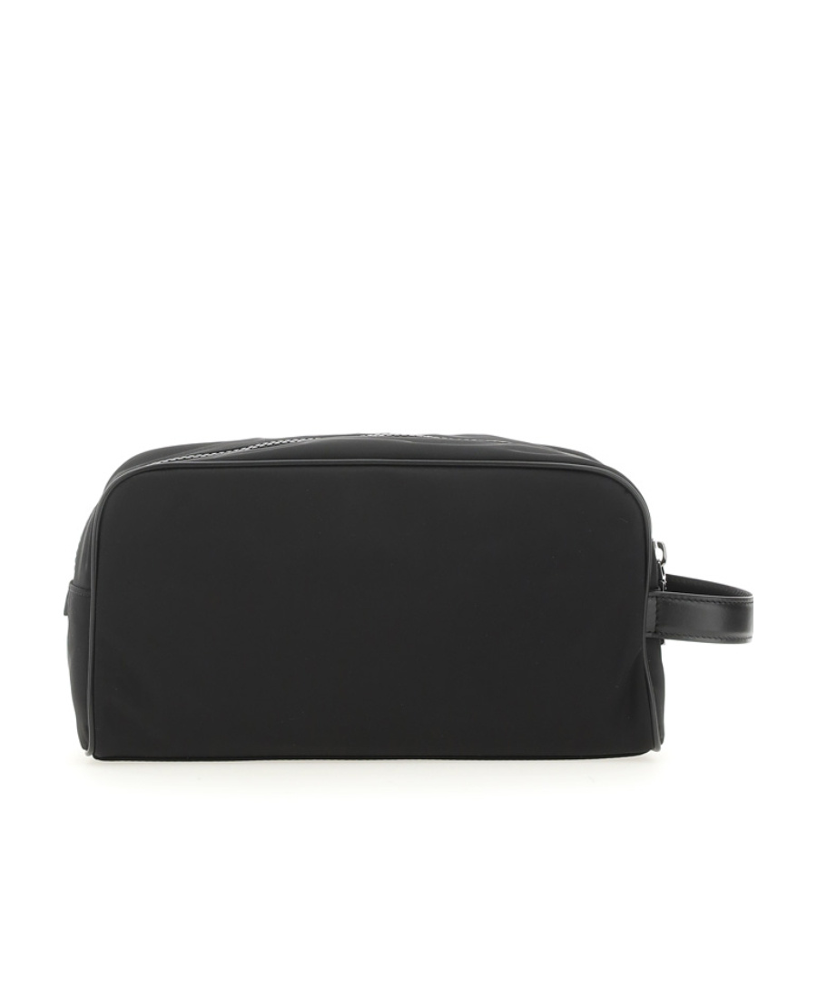 Dolce & Gabbana Nylon Toiletry Bag With Rubberized Logo In Black