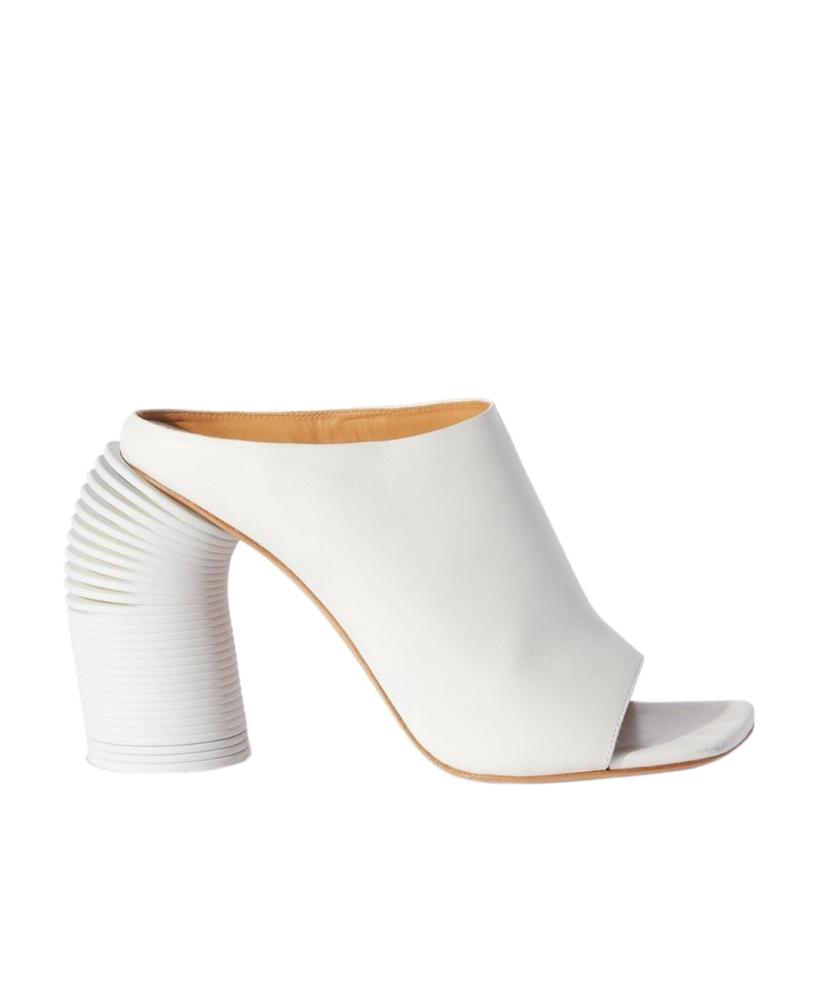 Off-white High-heel Leather Mules In White