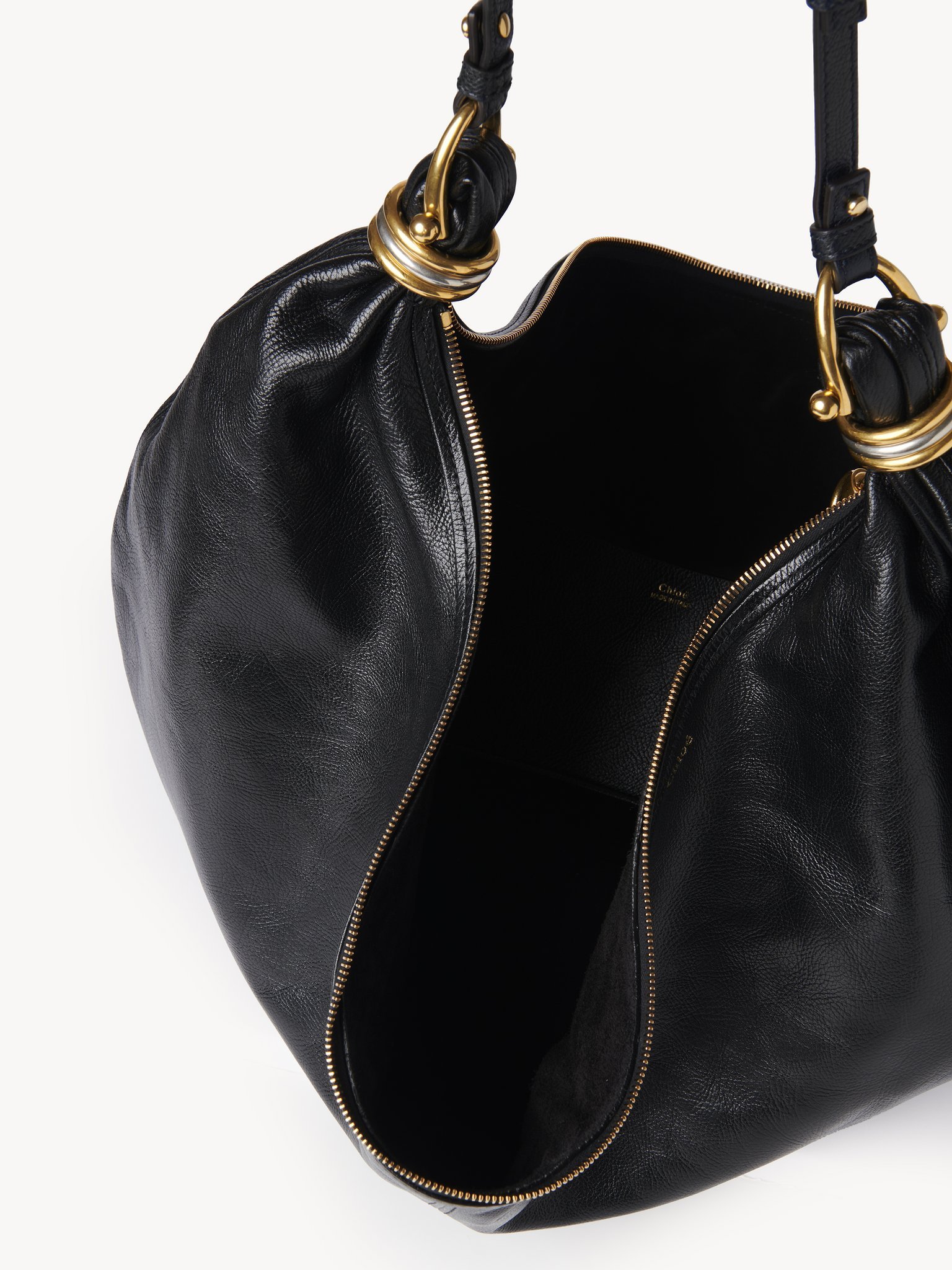 Chloé Large Logo Stray Bag In Black