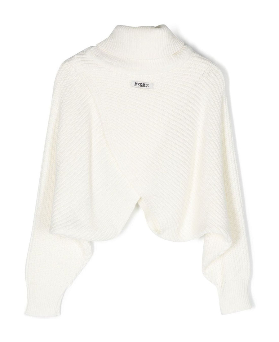 Msgm Roll-neck Ribbed-knit Jumper In White