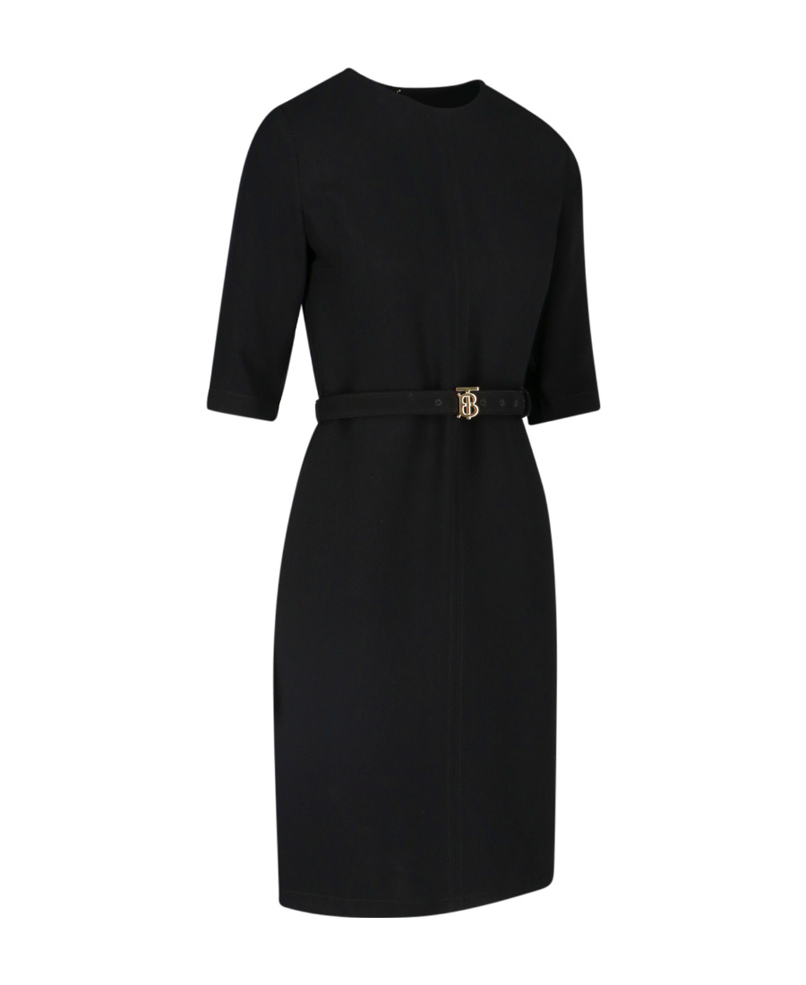 Shop Burberry Monogram-belt Midi Dress In Black