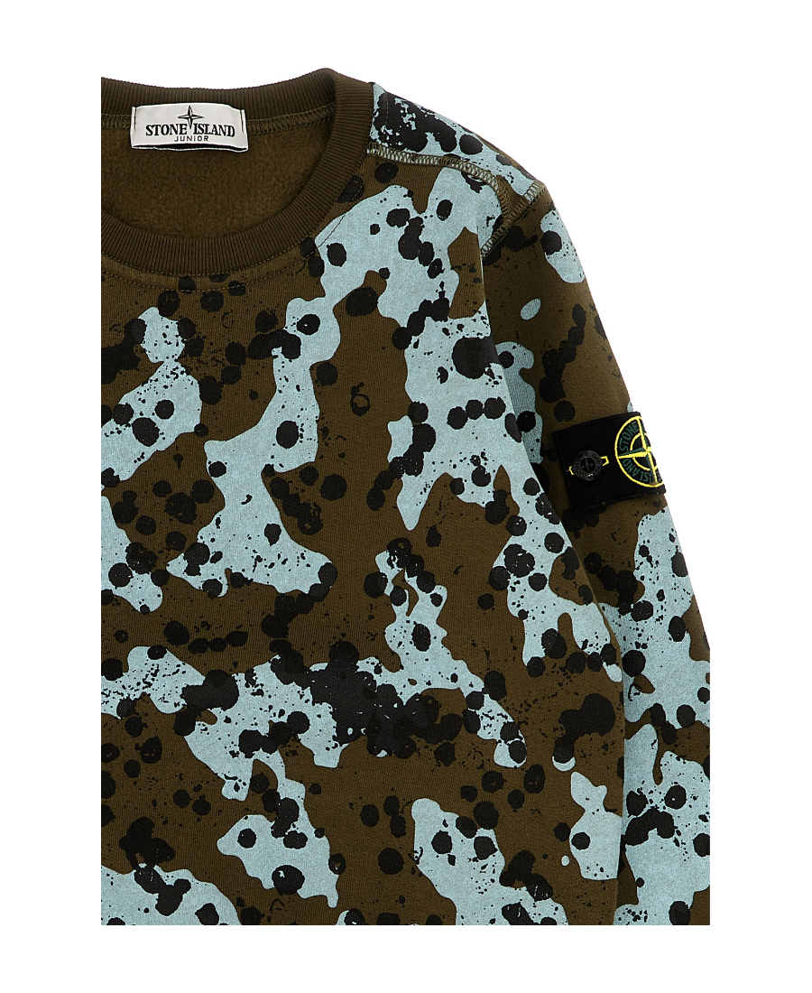 Stone Island Abstract-print Cotton Sweatshirt In Green
