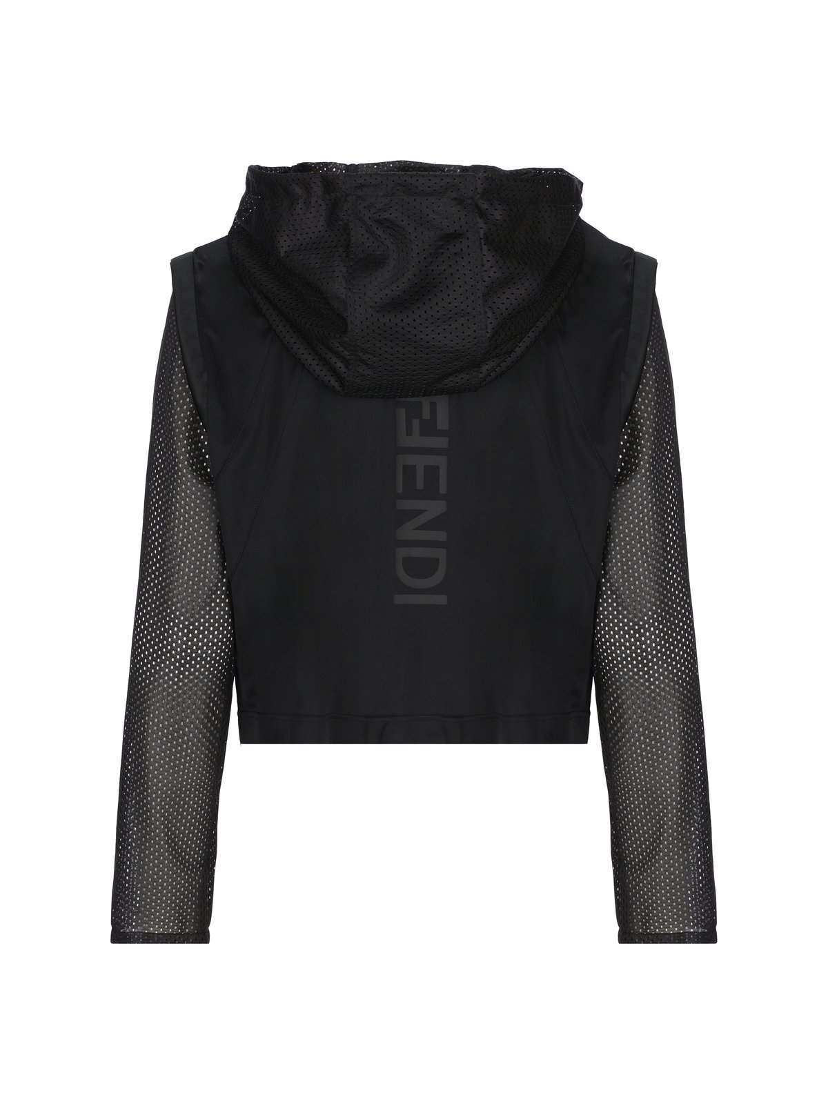 Fendi Mesh-sleeve Zip-up Jacket In Black