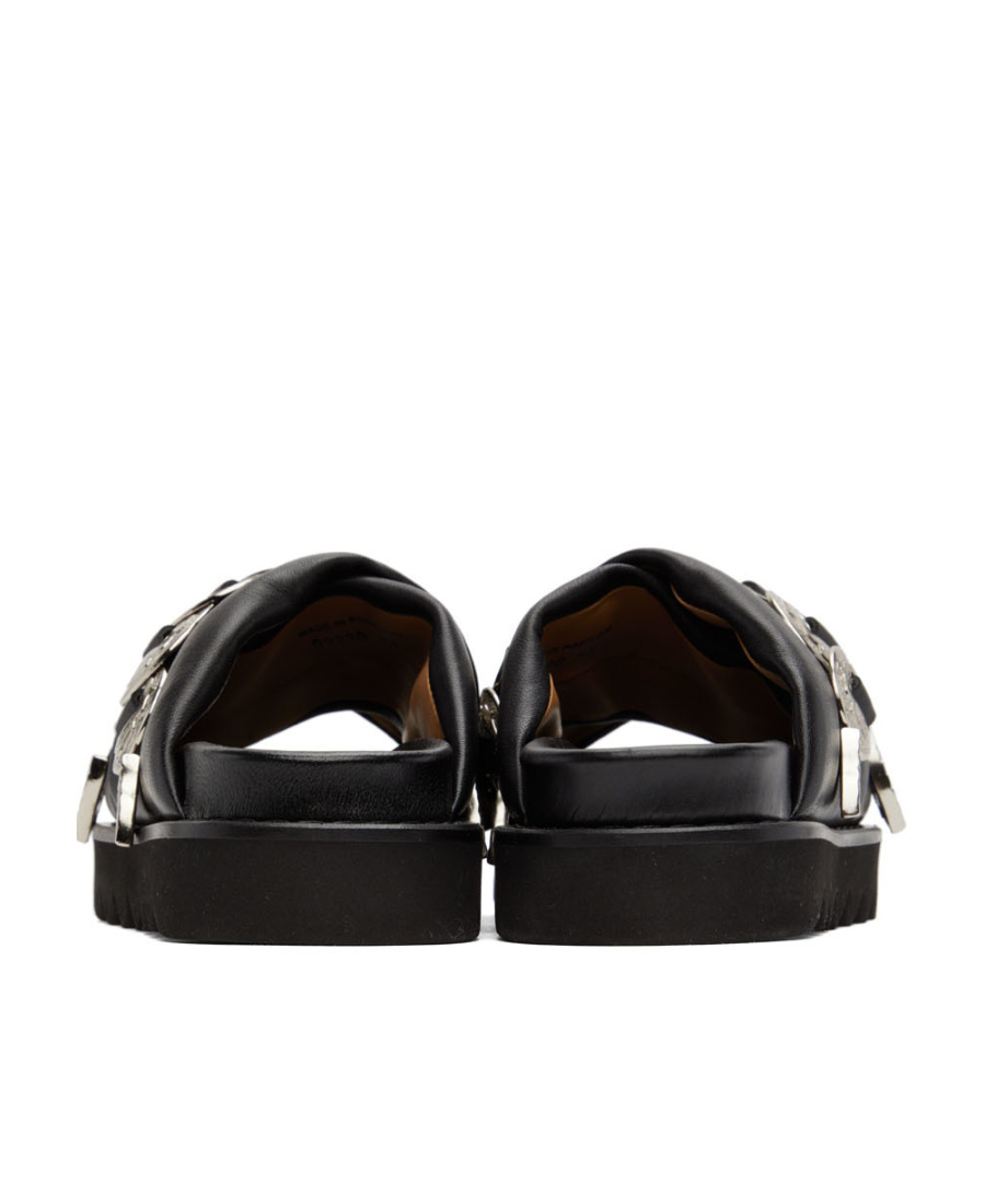 Shop Toga Disc-detail Slides In Black