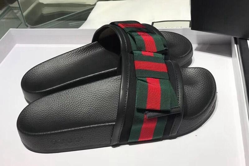 Gucci Horizontal Striped Bow Cold Drag In Black