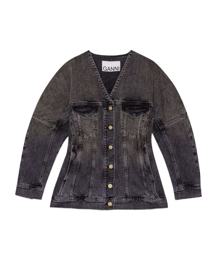 Ganni Tint Edge Denim Jacket In Black