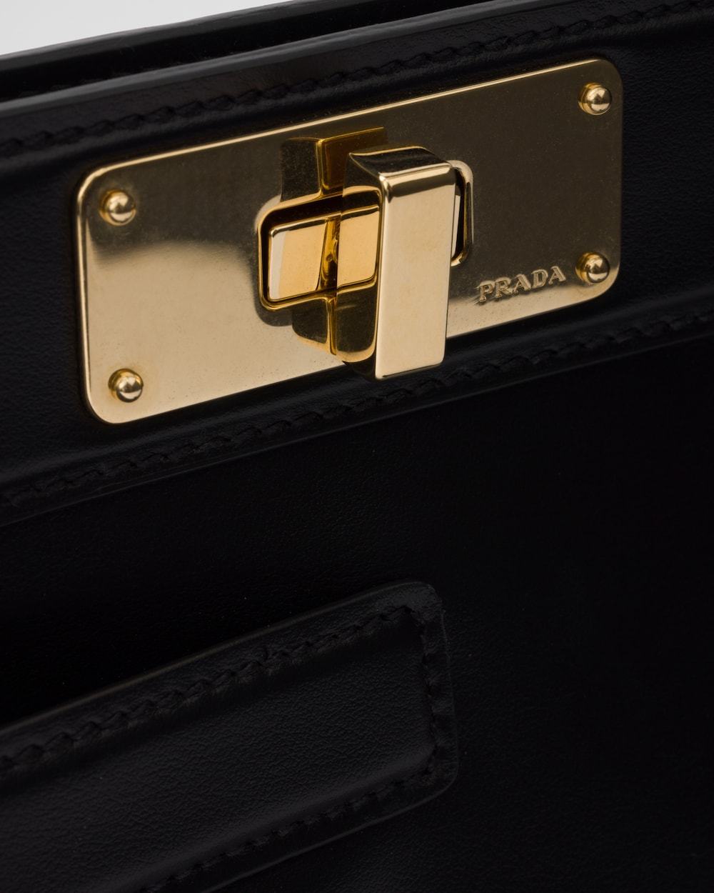 Prada Framed Leather Top-handle Bag In Black