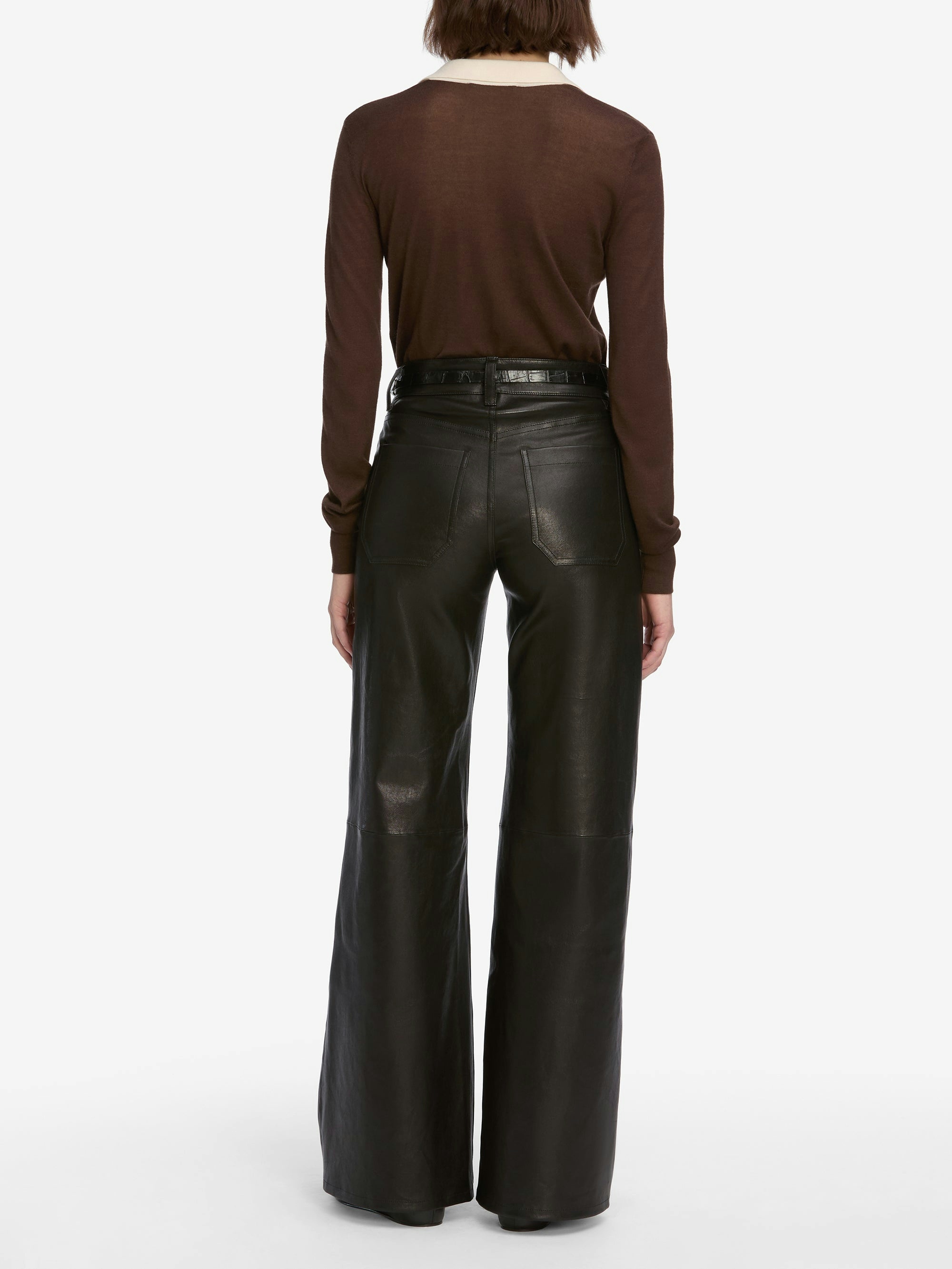 Frame High-waisted Flared Casual Pants In Brown