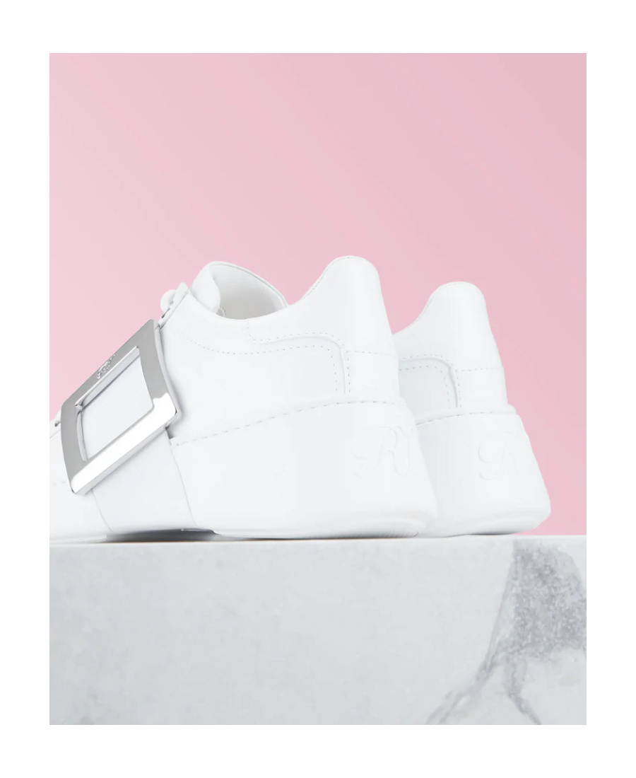 Roger Vivier Viv Skate Metal Buckle Trainers In White
