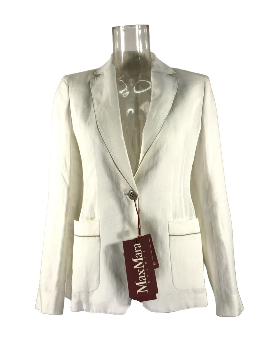 Max Mara Long Sleeved Suit Jacket In White
