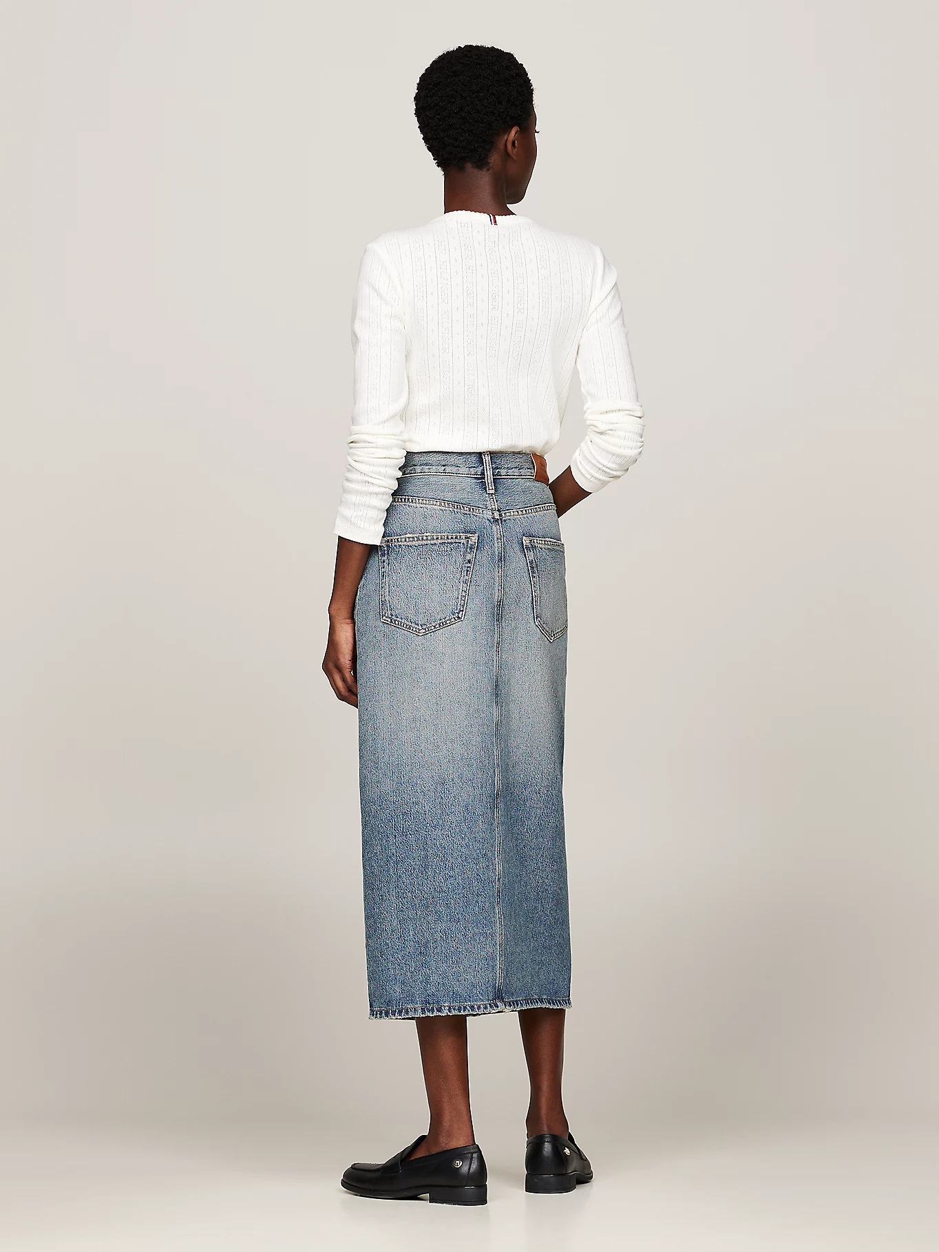 Tommy Hilfiger High-rise Mid-length Denim Skirt In Blue