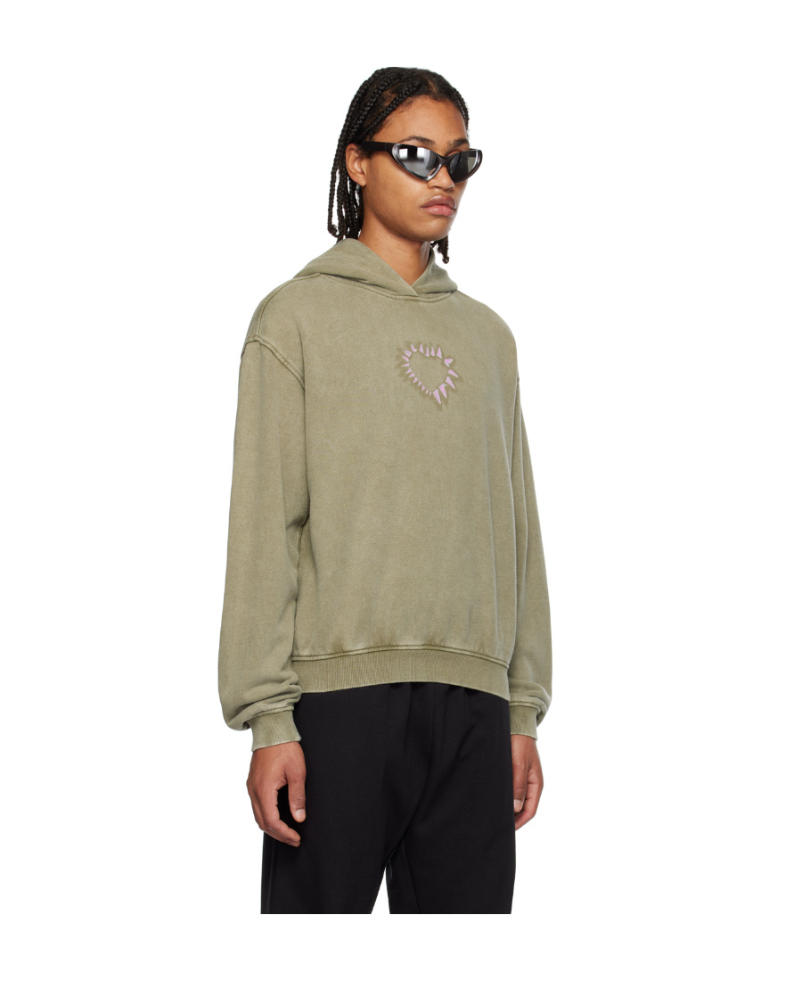 We11 Done Heart Hooded Sweater In Nude