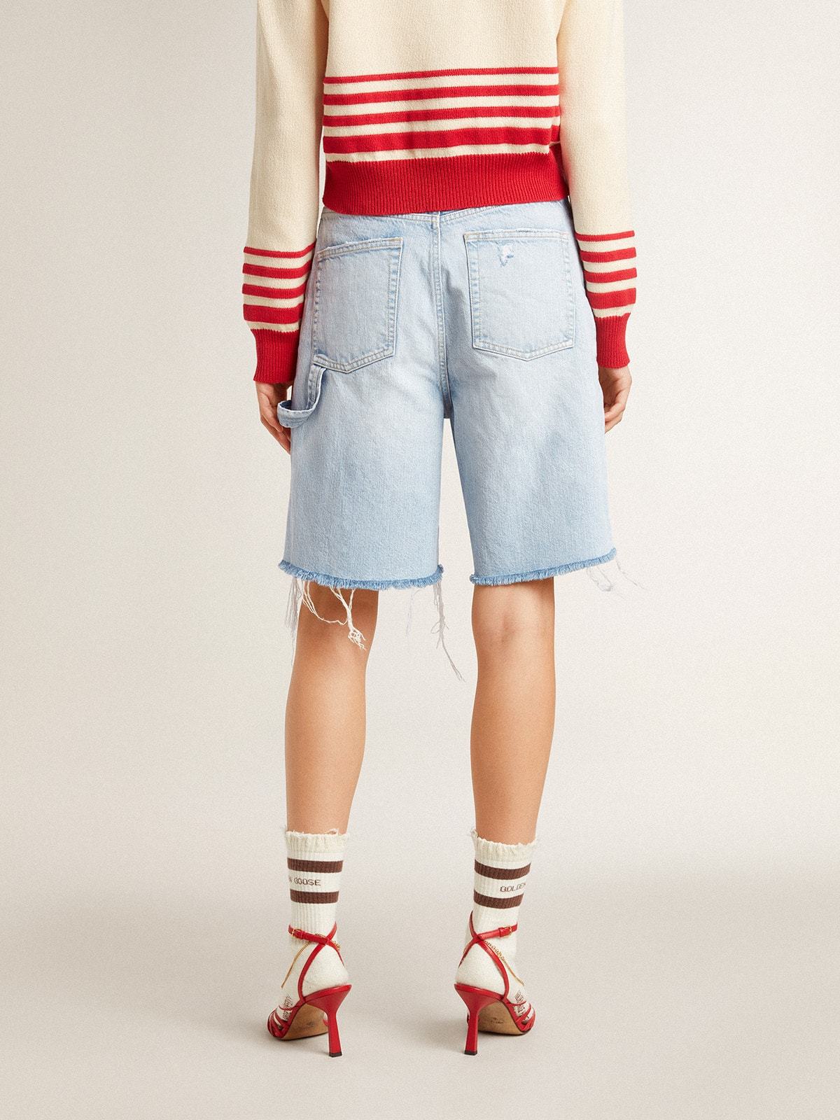 Golden Goose Denim Shorts With Belt Loops In Light Blue