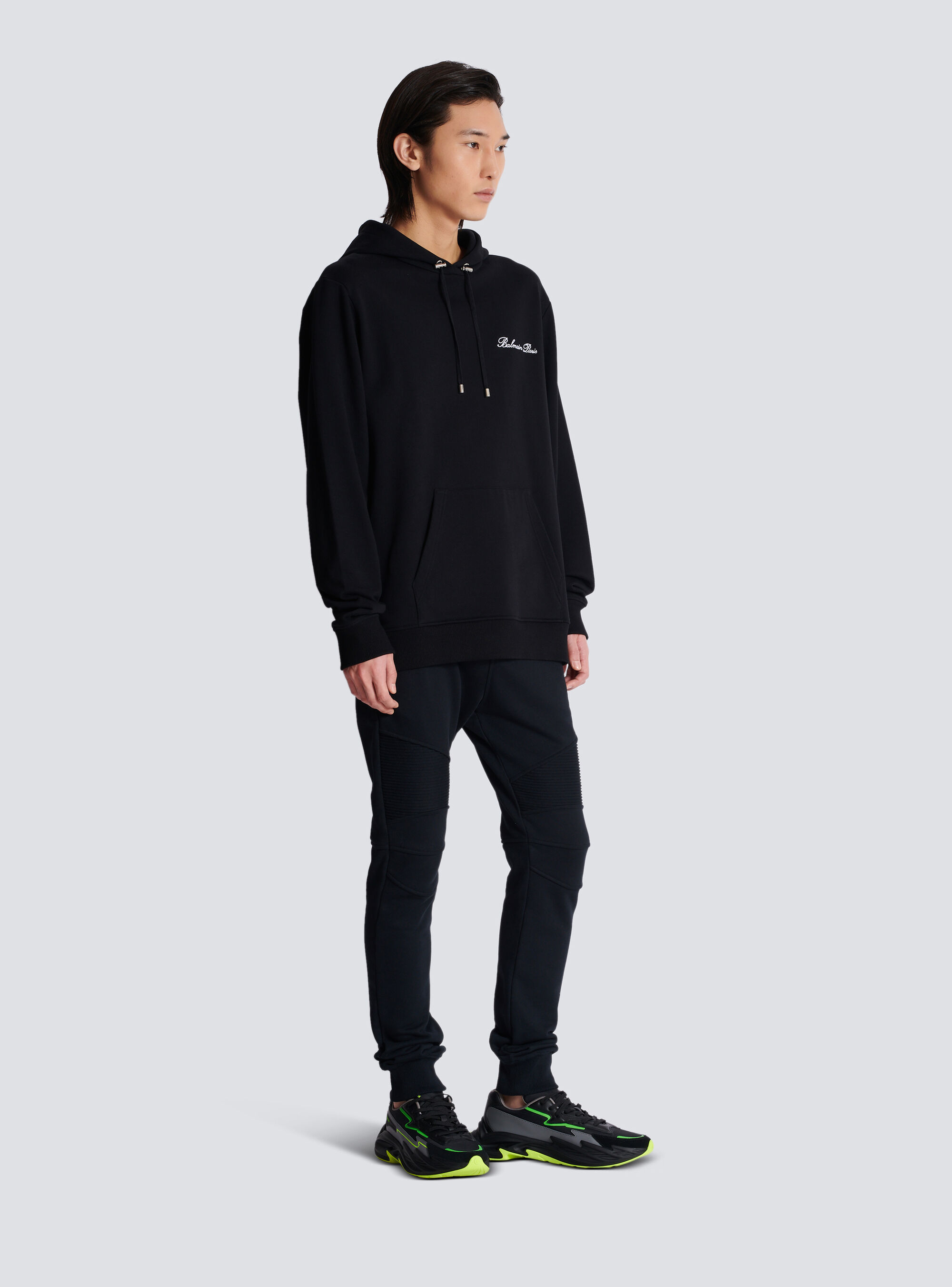 Balmain Signature Hooded Sweatshirt In Black