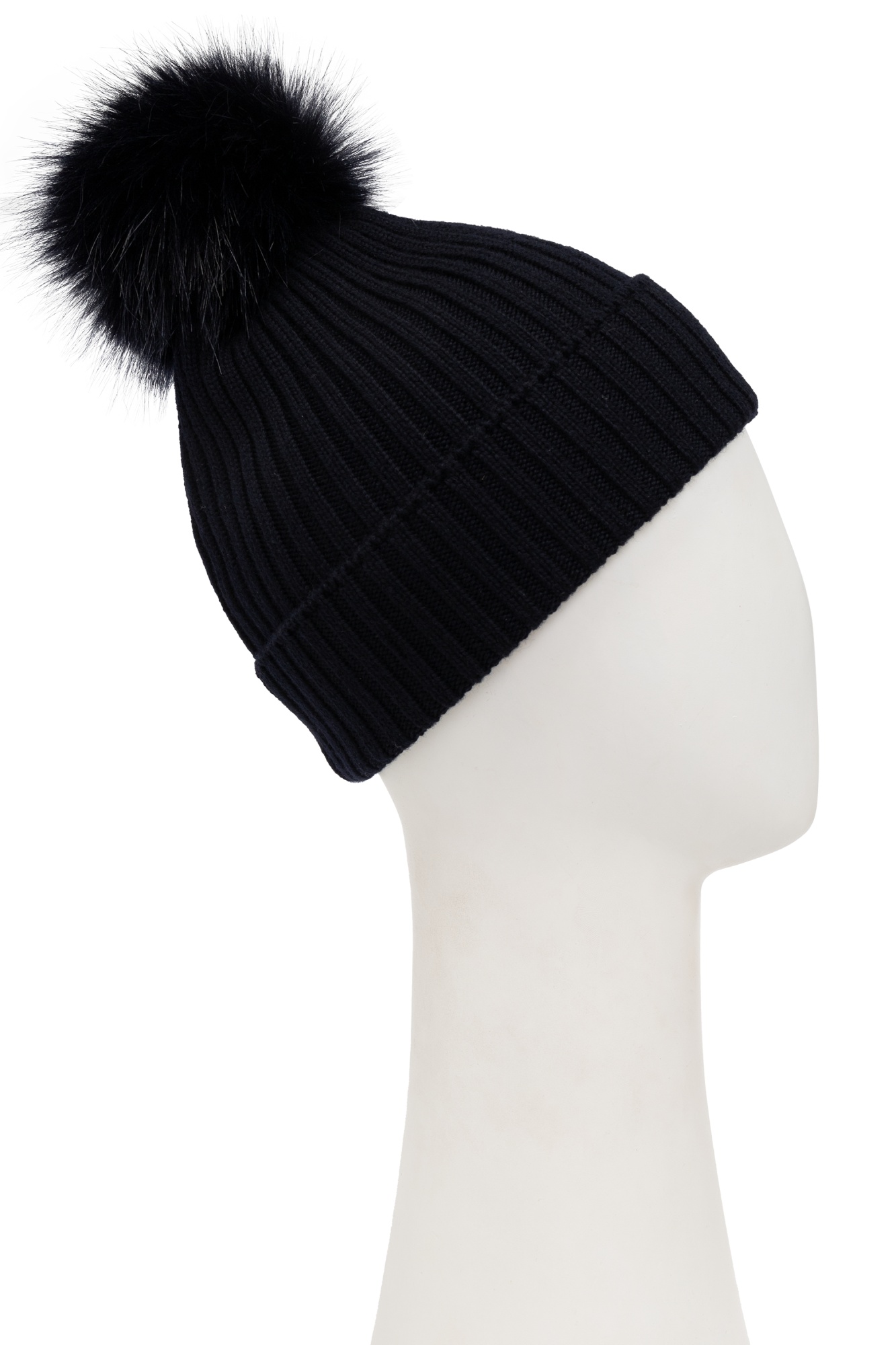 Moncler Pompom Ribbed Beanie In Black