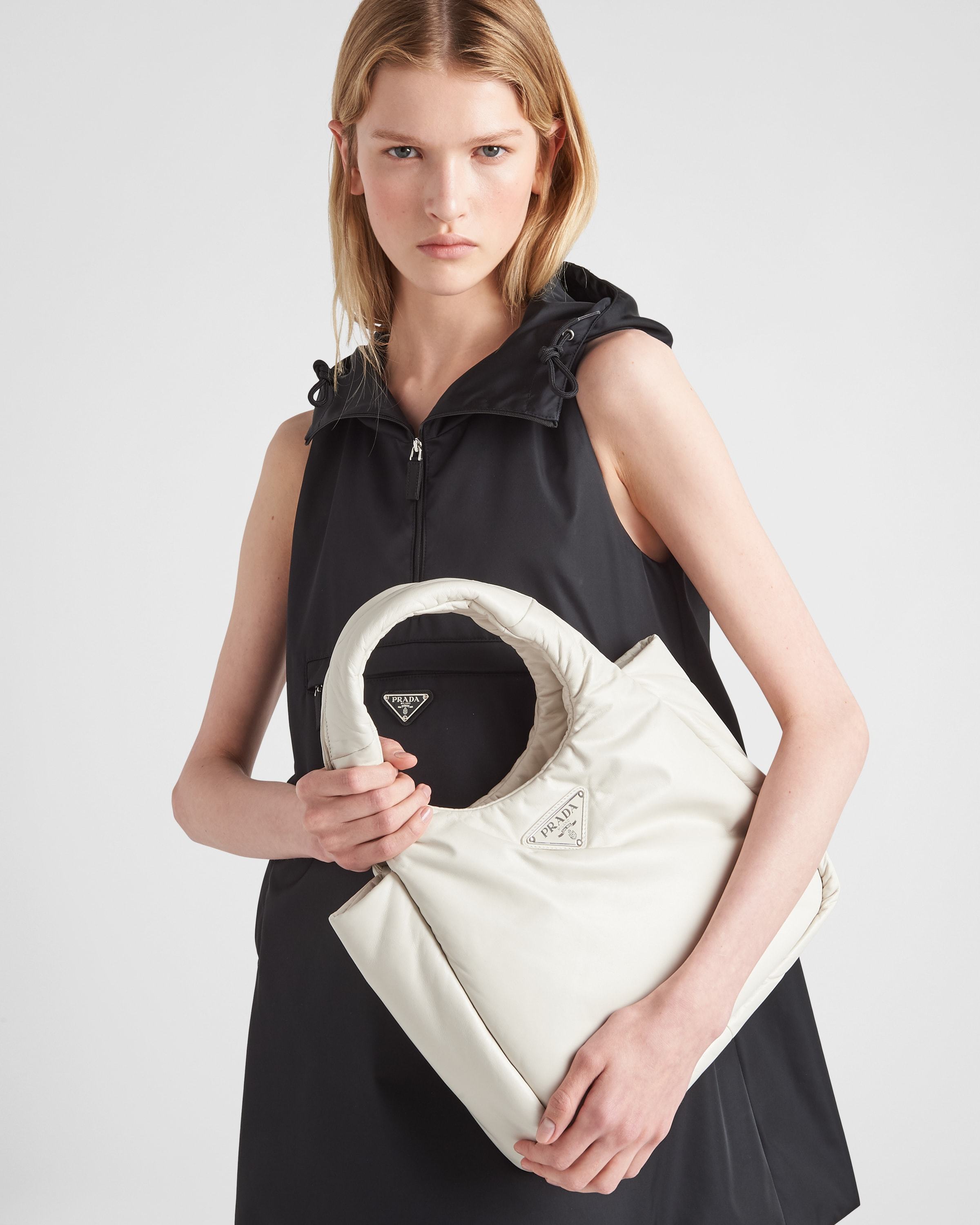 Prada Medium Soft Tote Bag In White