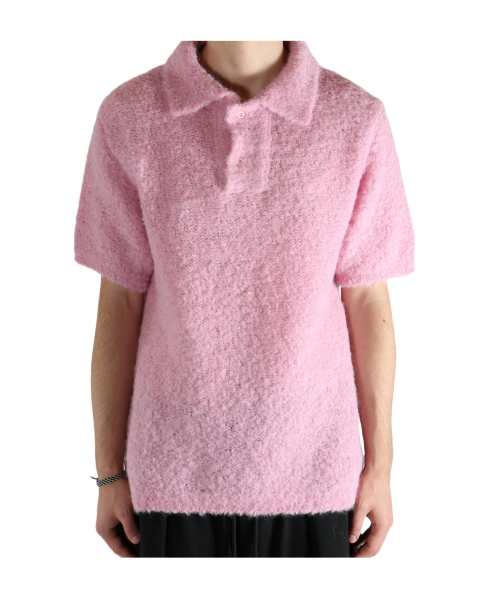 Erl Gender Inclusive Alpaca Blend Polo Sweater In Pink