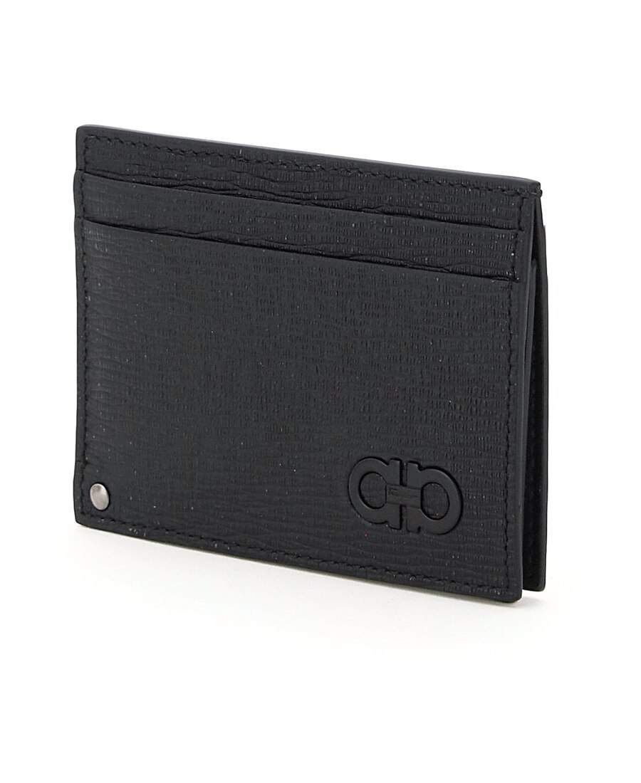 Ferragamo 'micro' Black Leather Wallet In Black