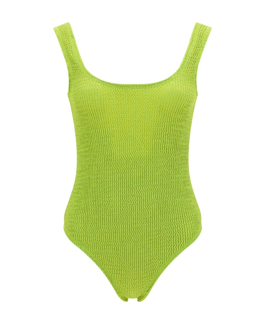 Bottega Veneta Scoop Neck Knitted Swimsuit In Green