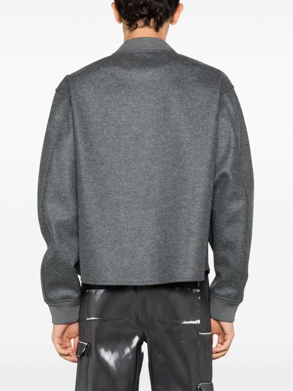 Jil Sander Zip-up Wool Bomber Jacket In Gray