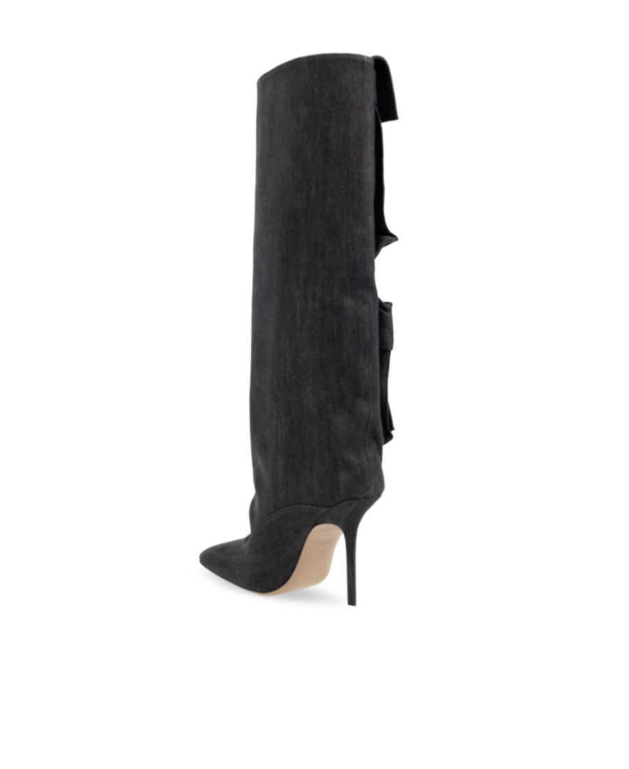 Shop Attico Sienna 105mm Denim Boots In Black