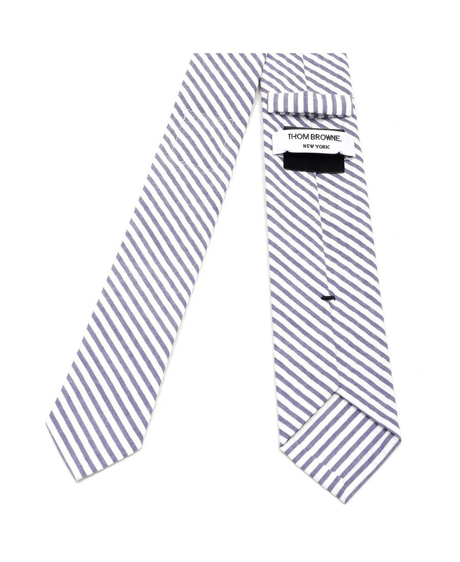 Thom Browne Seersucker Stripe Tie In White