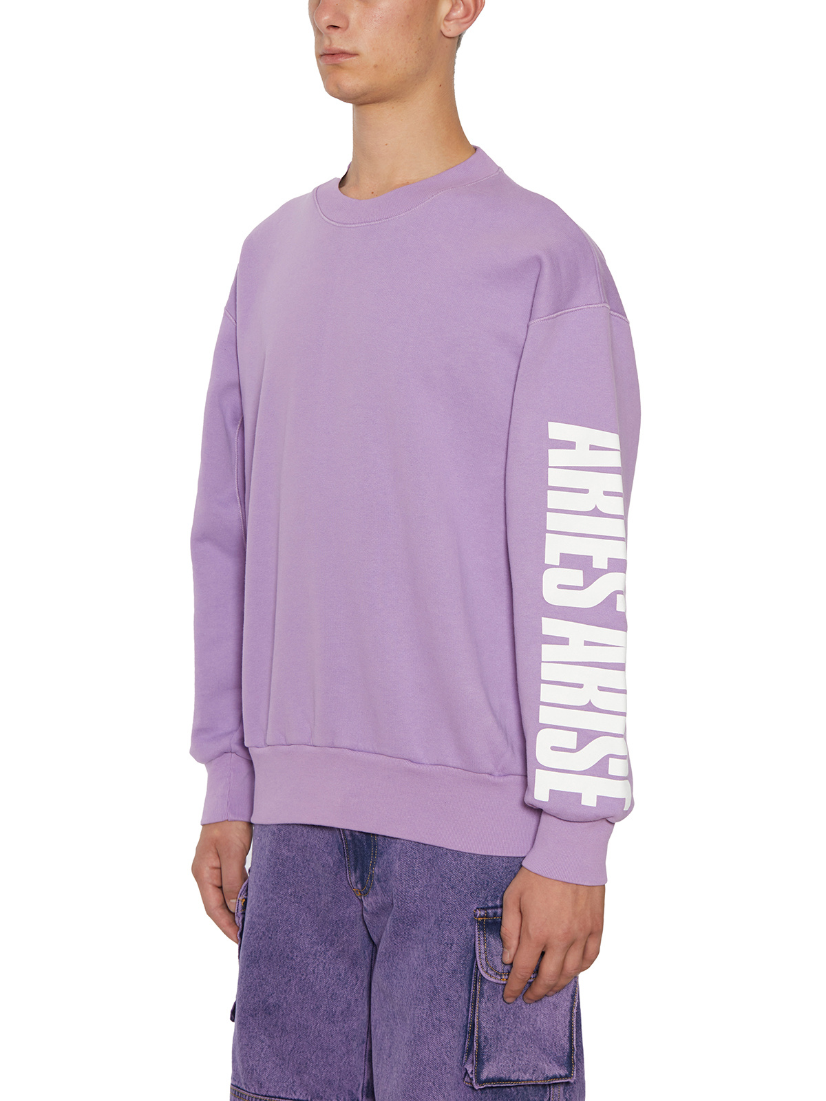 Aries Logo-print Long-sleeve Sweatshirt In Purple