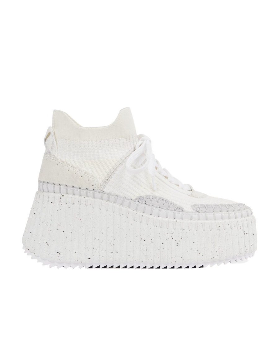 Chloé Baskets Compensées Nama Femme Blanc Taille 37 100% Cuir De Veau In White