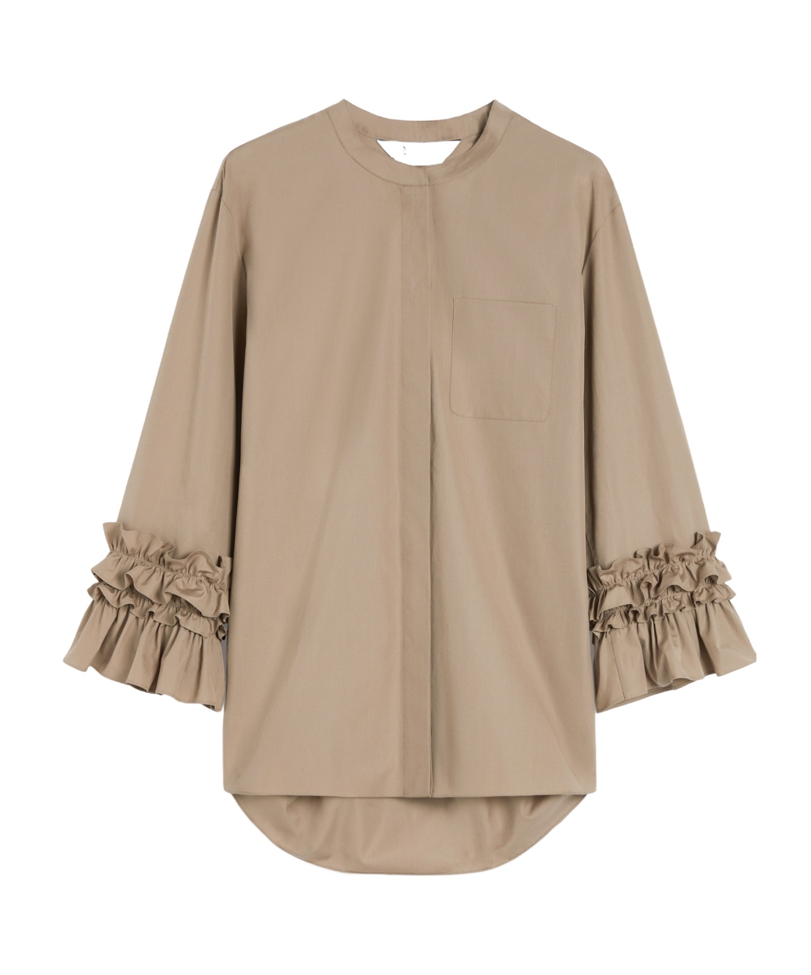 Max Mara Cotton Poplin Flared-sleeve Favola Shirt In Brown