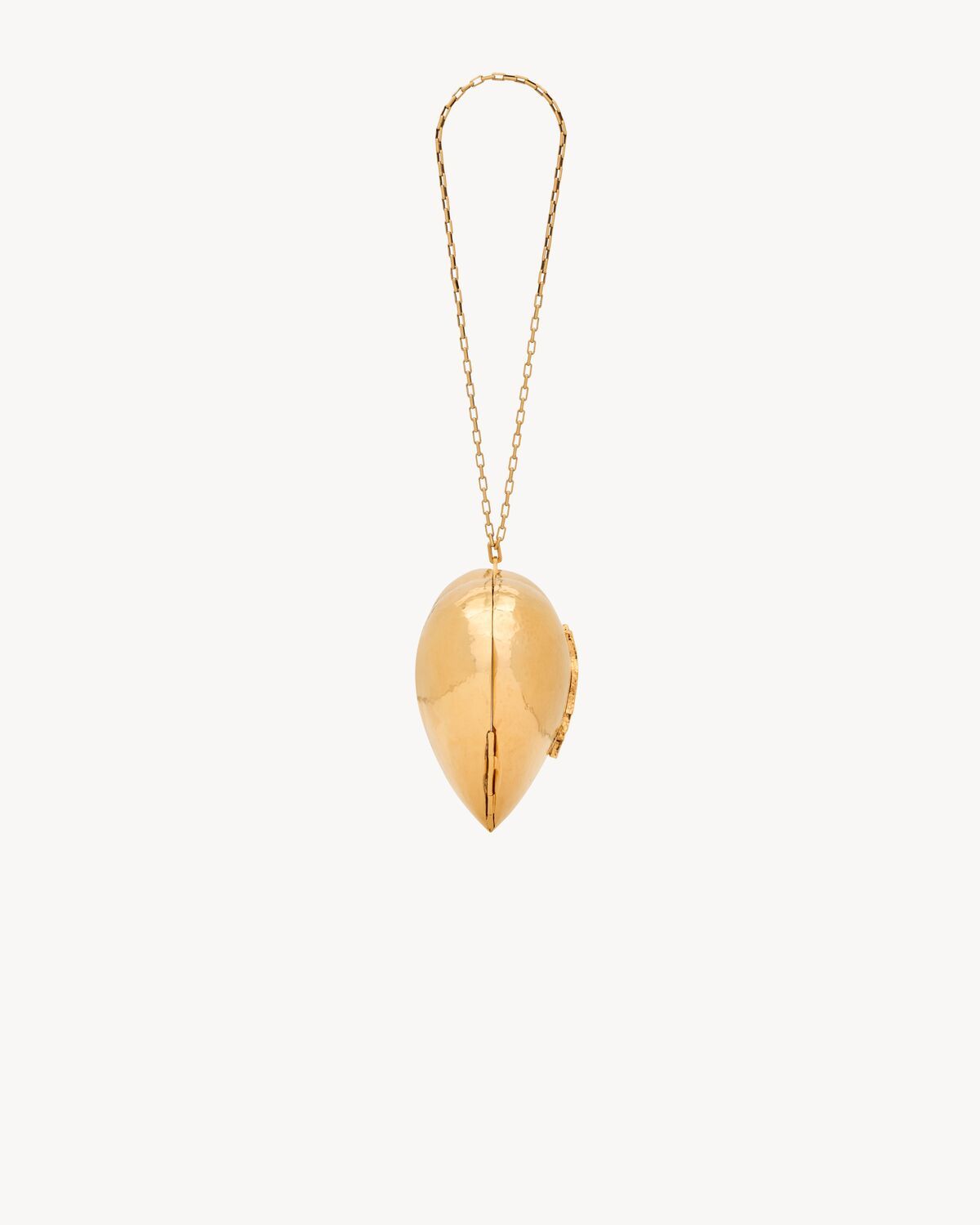 Saint Laurent Evening Mini Heart Minaudière In Brass