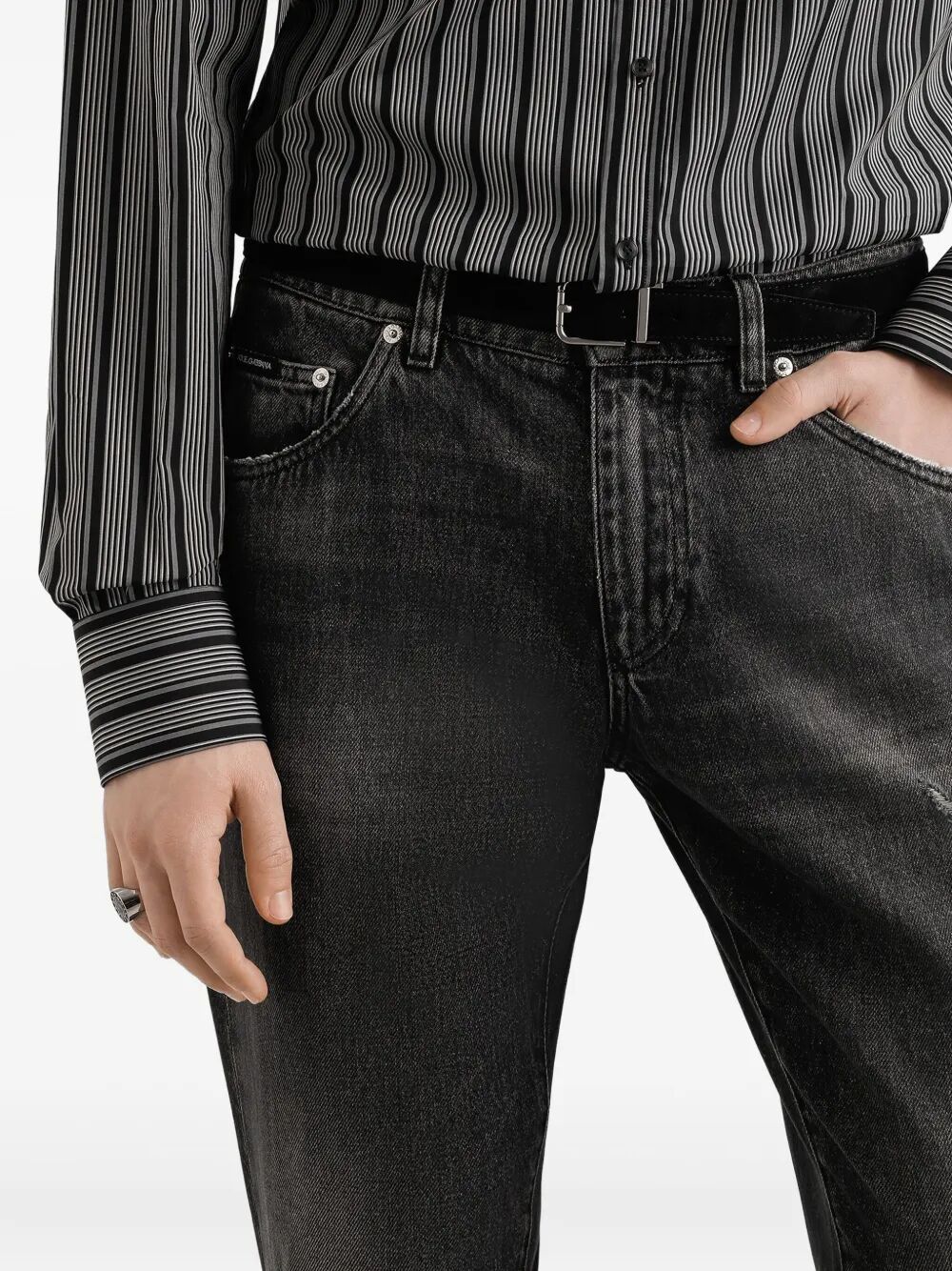 Dolce & Gabbana Straight-leg Distressed Effect Jeans Clothing In Black