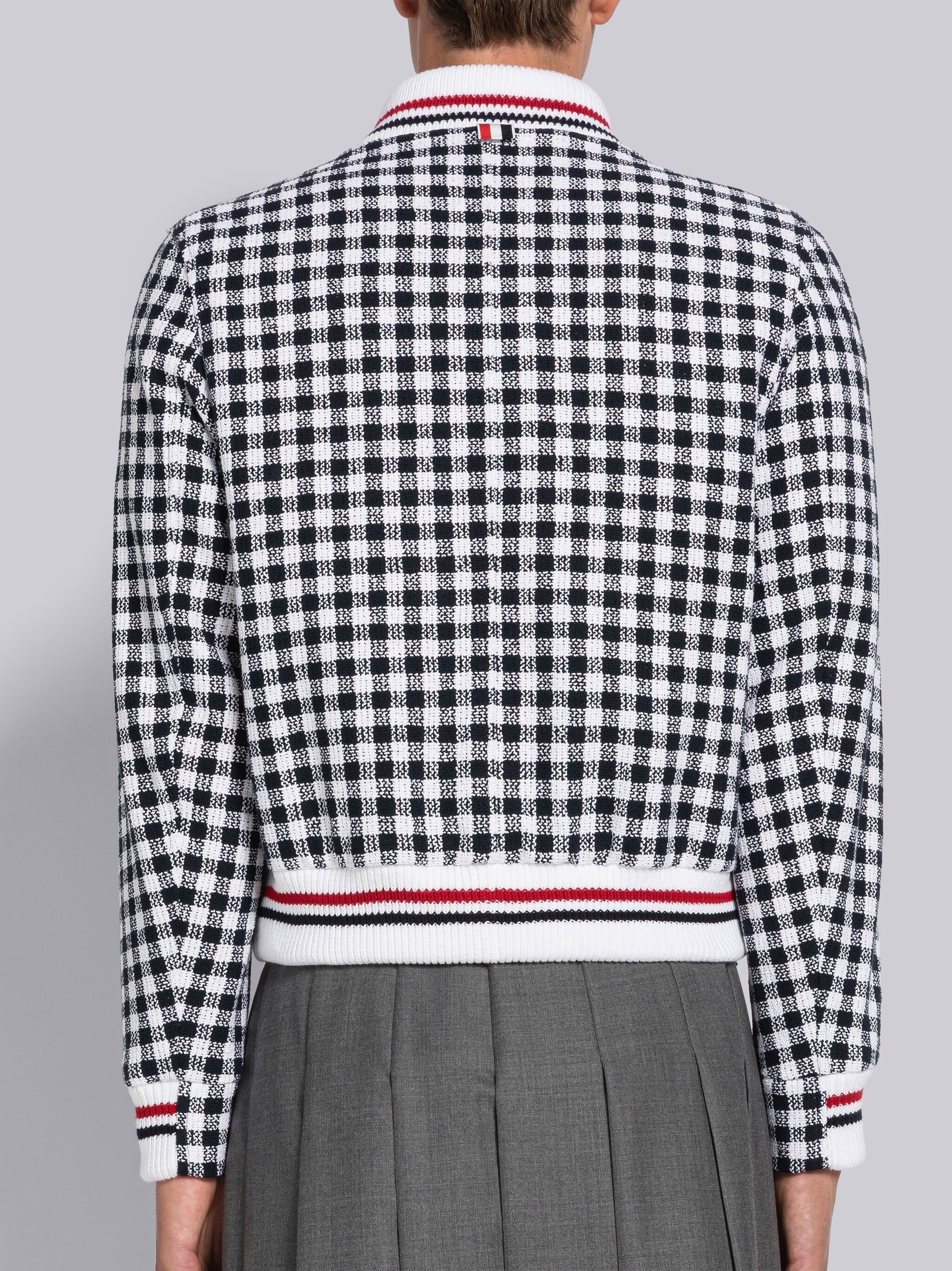 Thom Browne Gingham-check Bomber Jacket In Gray
