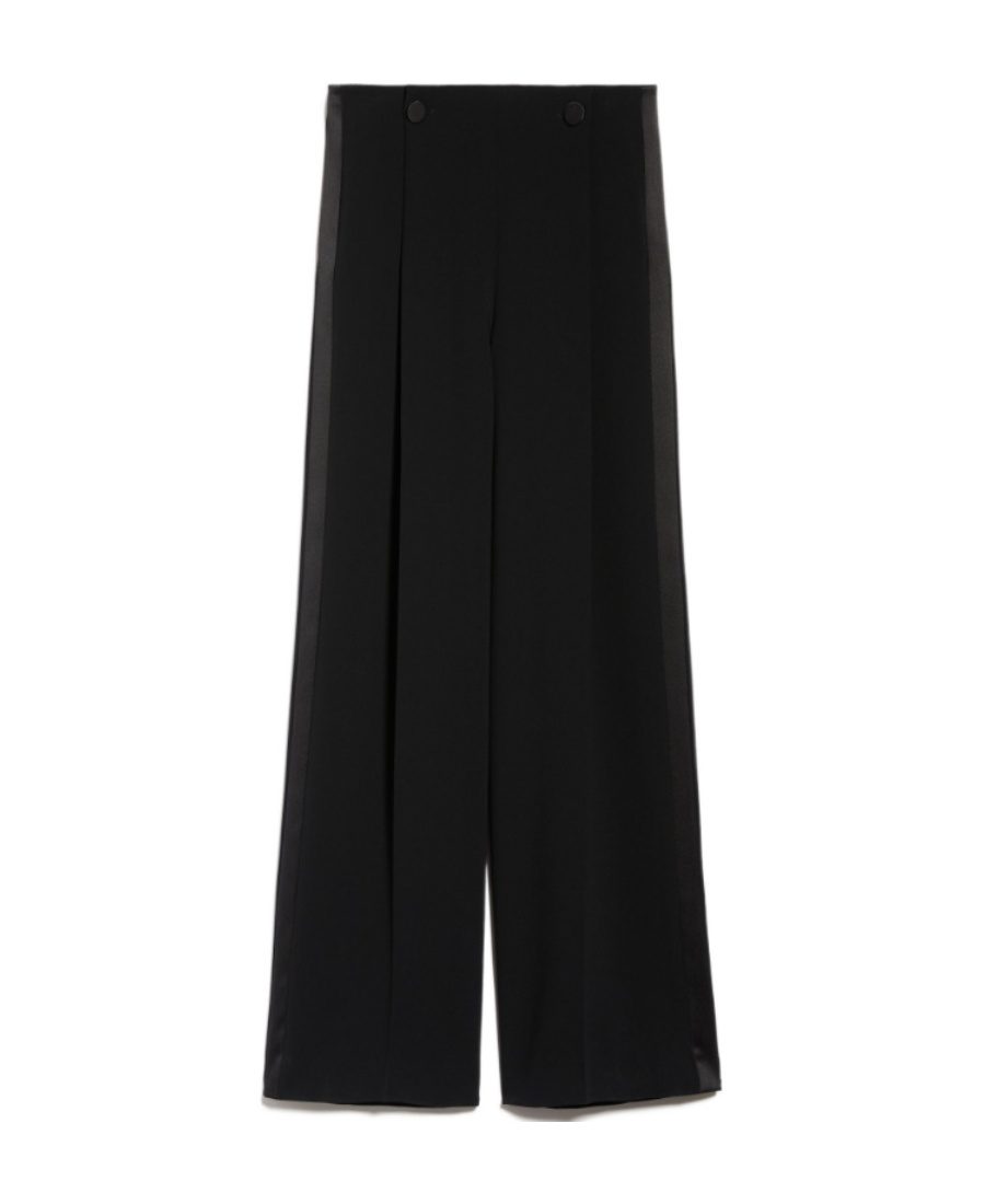 Max Mara Satin-finish Tailored Wide-leg Trousers In Black