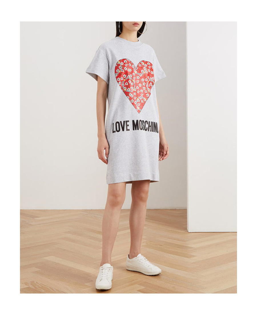Moschino Love Printed T-shirt Dress In Gray