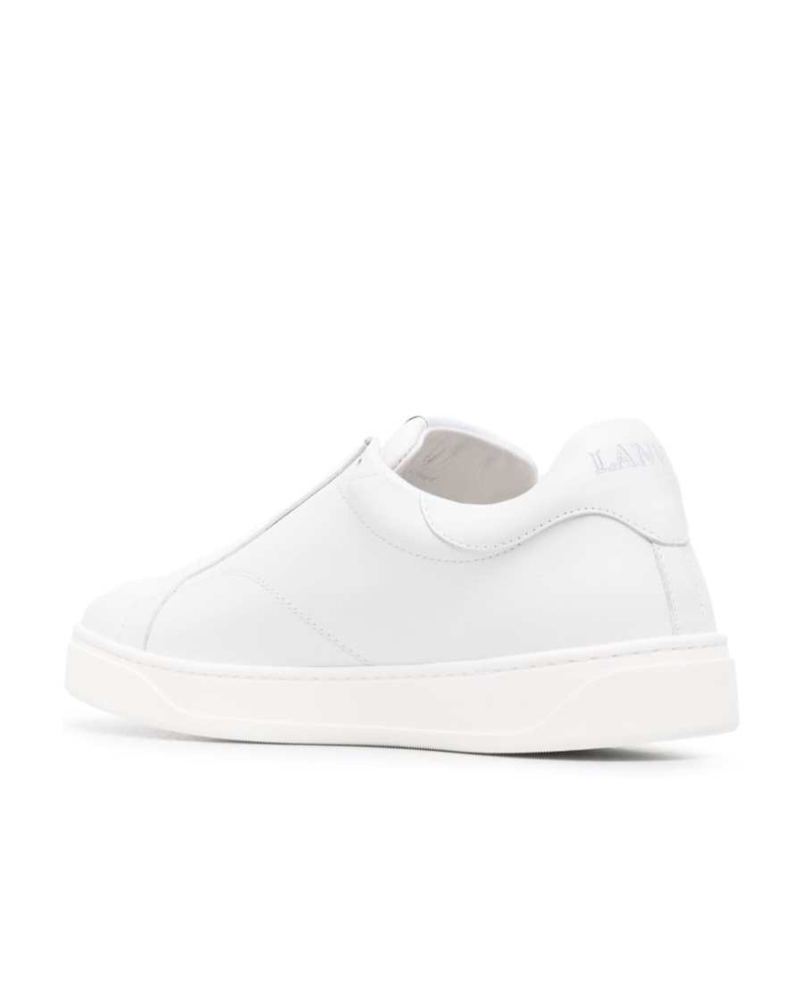 Lanvin Leather Low Top Sneakers With Contrasting Heel Counter In White