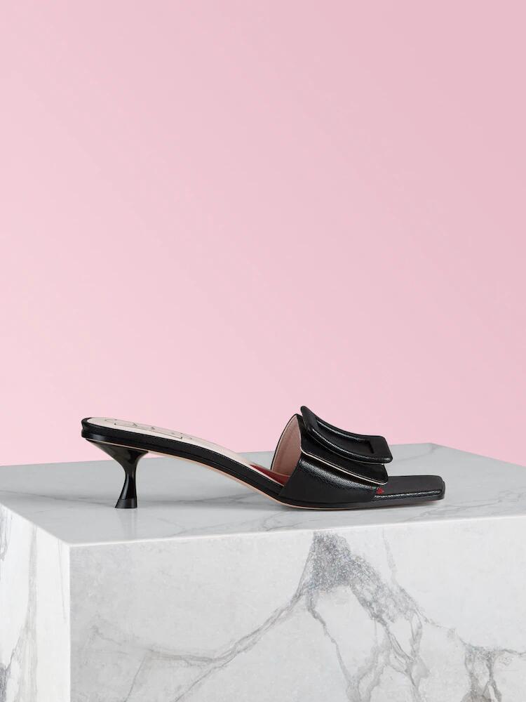 Roger Vivier Square-headed High-heeled Sandals In Black
