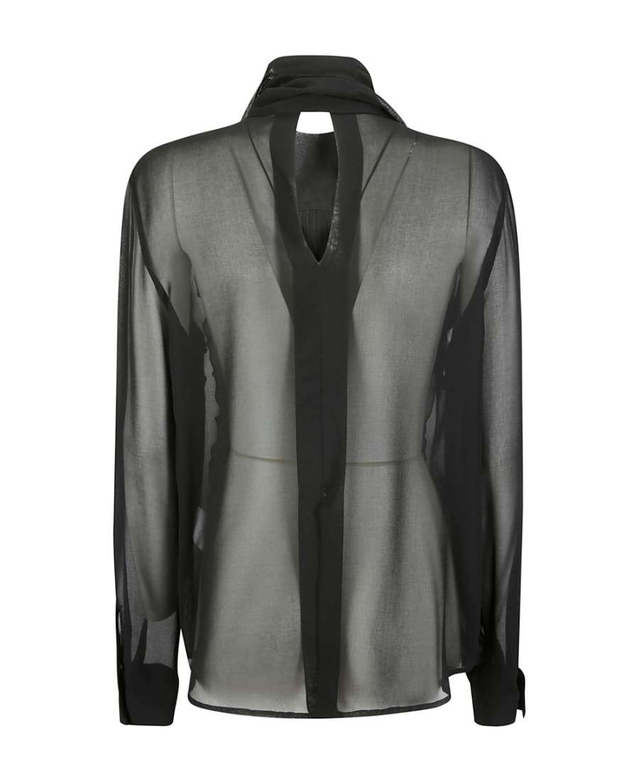 P.a.r.o.s.h Black Shirt With Embroidery And Transparency In Black